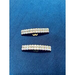 Shoe Hat Clips Dainty Rhinestones Gold Tone Pair Cocktail Party Vintage Estate